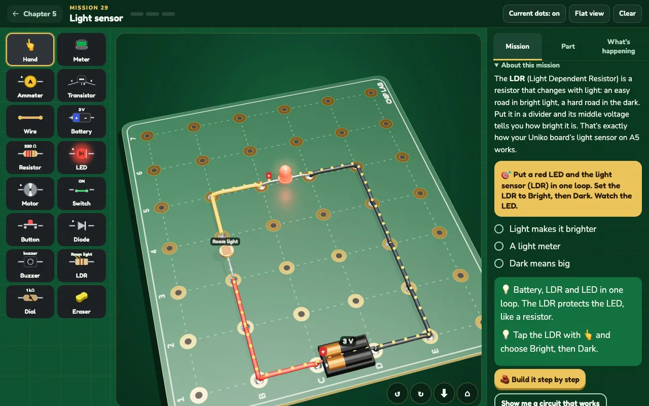 Light sensor lab: see how his robot reads the world